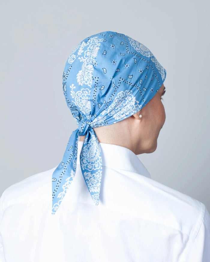 Bandana chimio bleu ciel Bandana chimio bleu ciel