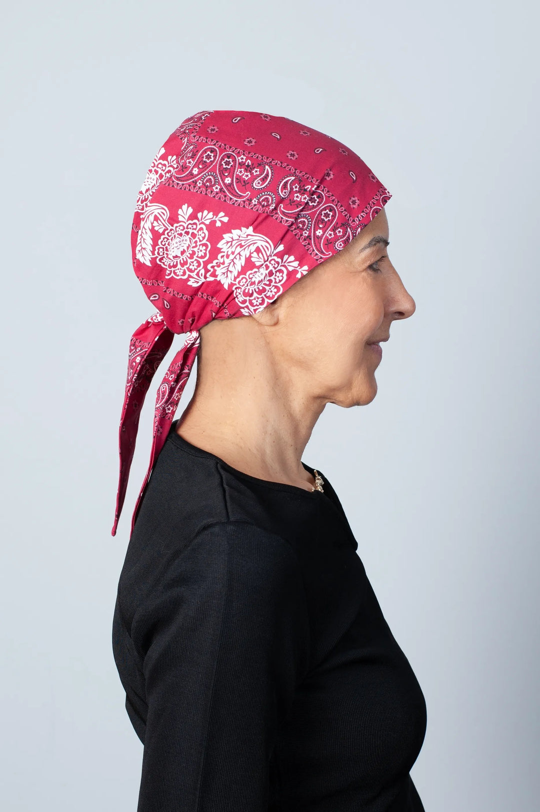 Superbe bandana chimio rouge en coton